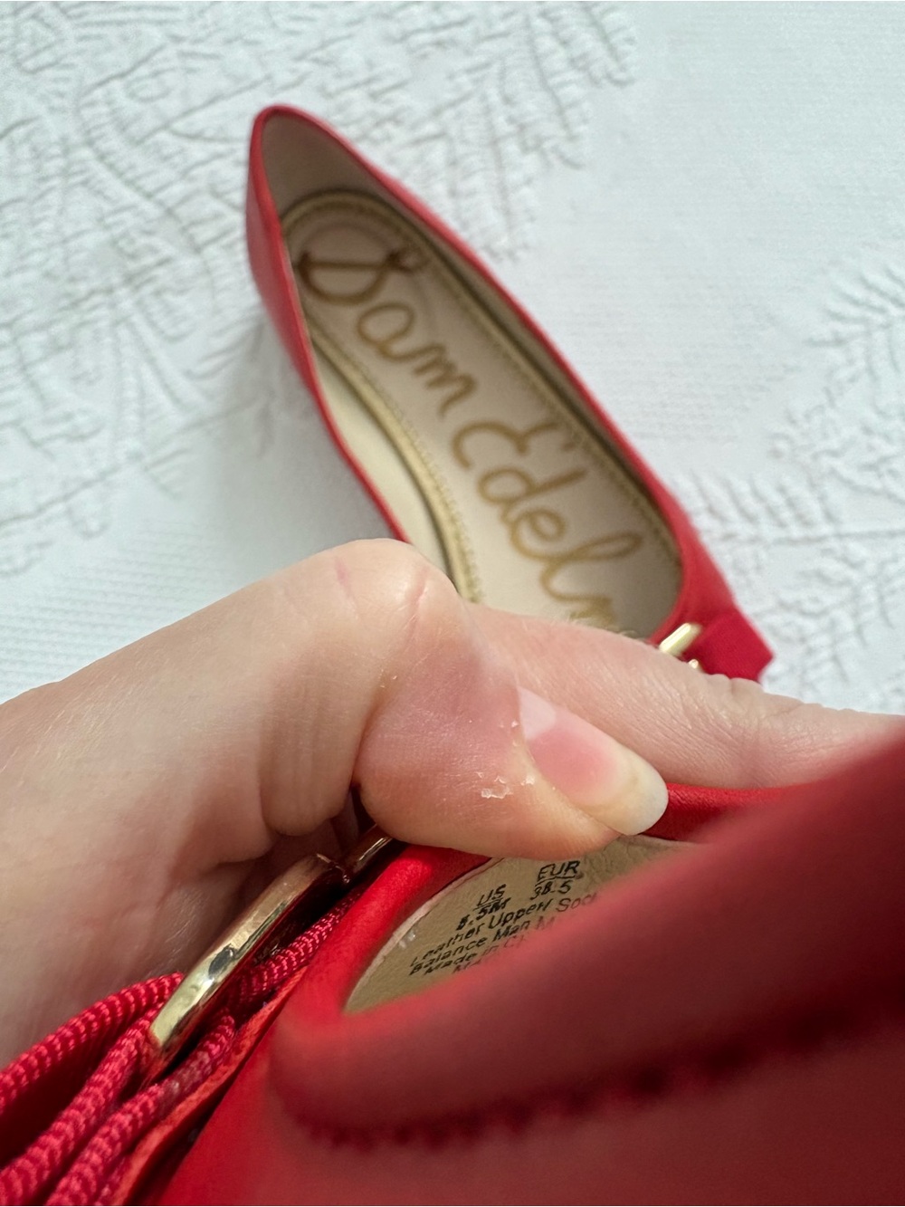 Sam Edelman Red Leather Bow Ballet Flats Classic career 8.5 - Picture 3 of 12